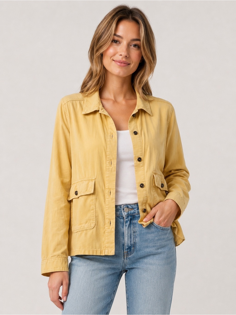 O’Neill Mustard Button Up Utility Jacket Shirt Jacket Mustard yellow xl